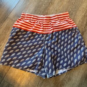 AFTCO Red and White Swim Shorts